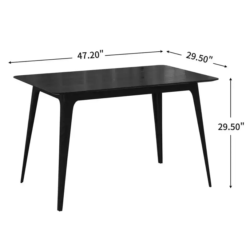 Table à manger rectangulaire 120 cm Noyer/Noir avec pieds en bois d'hévéa, 4 places