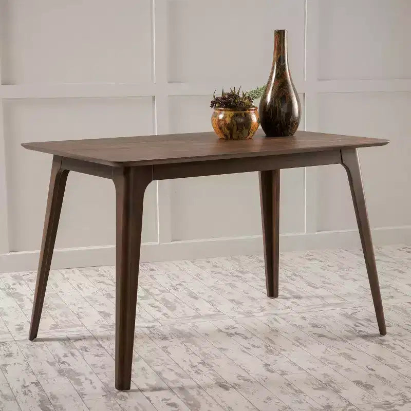 Table à manger rectangulaire 120 cm Noyer/Noir avec pieds en bois d'hévéa, 4 places