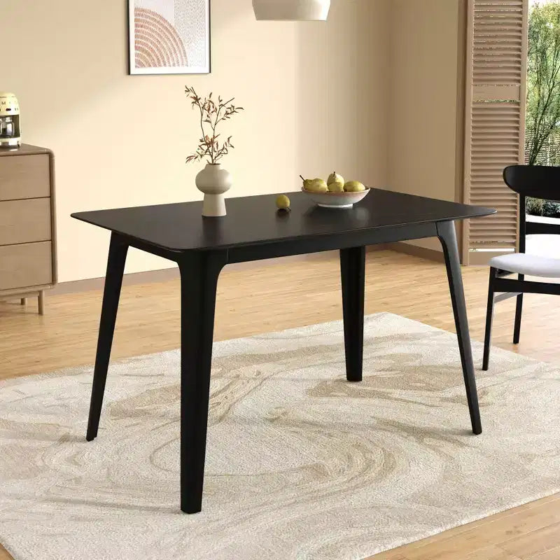 Table à manger rectangulaire 120 cm Noyer/Noir avec pieds en bois d'hévéa, 4 places