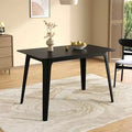 Table à manger rectangulaire 120 cm Noyer/Noir avec pieds en bois d'hévéa, 4 places