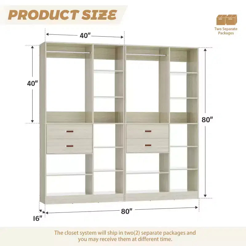 Organisateur de placard autonome beige/gris/blanc – 1, 2 ou 3 unités