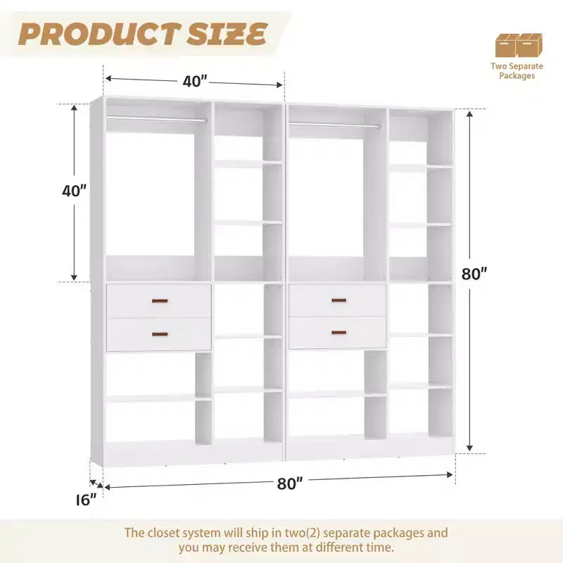 Organisateur de placard autonome beige/gris/blanc – 1, 2 ou 3 unités