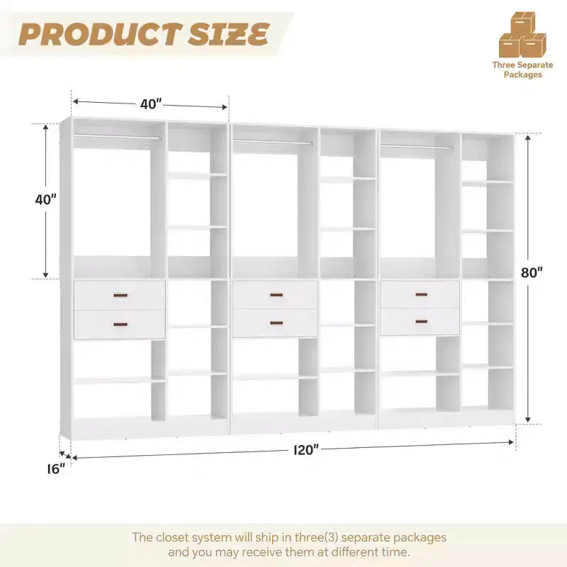 Organisateur de placard autonome beige/gris/blanc – 1, 2 ou 3 unités