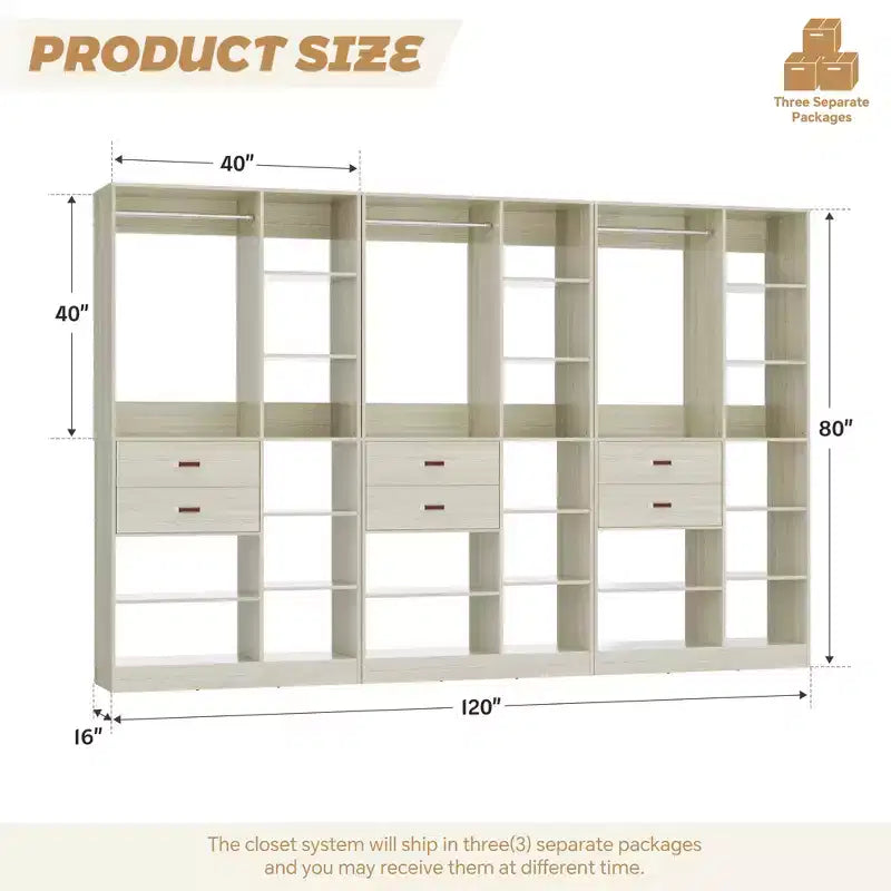 Organisateur de placard autonome beige/gris/blanc – 1, 2 ou 3 unités