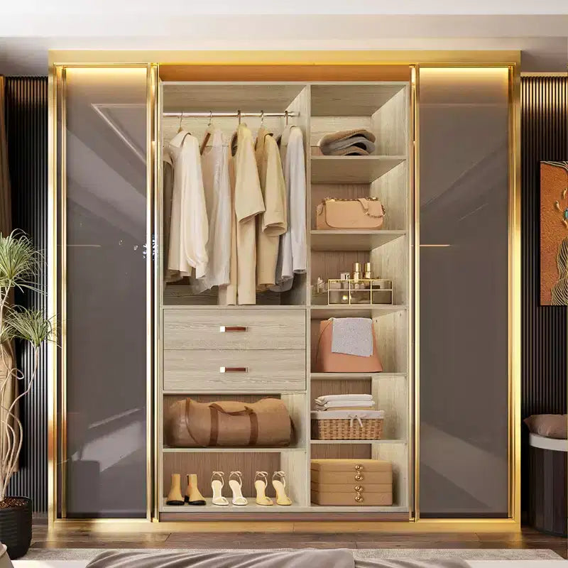 Besiost 40-In Wide Freestanding Closet System with Tower Shelving, Closet Organizer with Wood Drawers