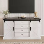 Commode à 4 tiroirs en chêne foncé et blanc antique avec porte coulissante de style grange – Pour 1