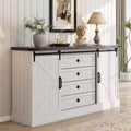 Farmhouse 4 Drawer Dresser, Wide Chest of Drawers with Sliding Barn Door, Rustic Wood Sideboard Buffet Cabinet