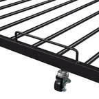 Lit plate-forme en métal noir/blanc avec lit gigogne et ports USB – Grand lit/Très grand lit, 1 à 2 places