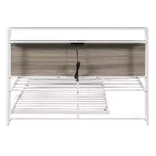 Lit plate-forme en métal noir/blanc avec lit gigogne et ports USB – Grand lit/Très grand lit, 1 à 2 places