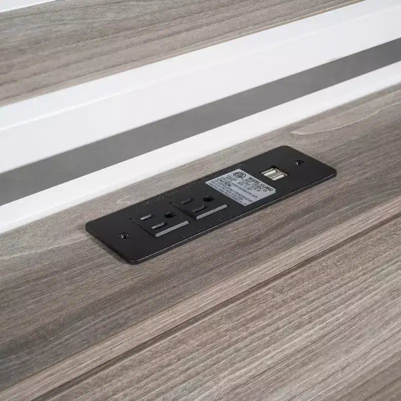 Lit plate-forme en métal noir/blanc avec lit gigogne et ports USB – Grand lit/Très grand lit, 1 à 2 places
