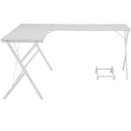 Bureau d'angle en L noir/blanc avec pieds croisés, 157,5 cm, une personne