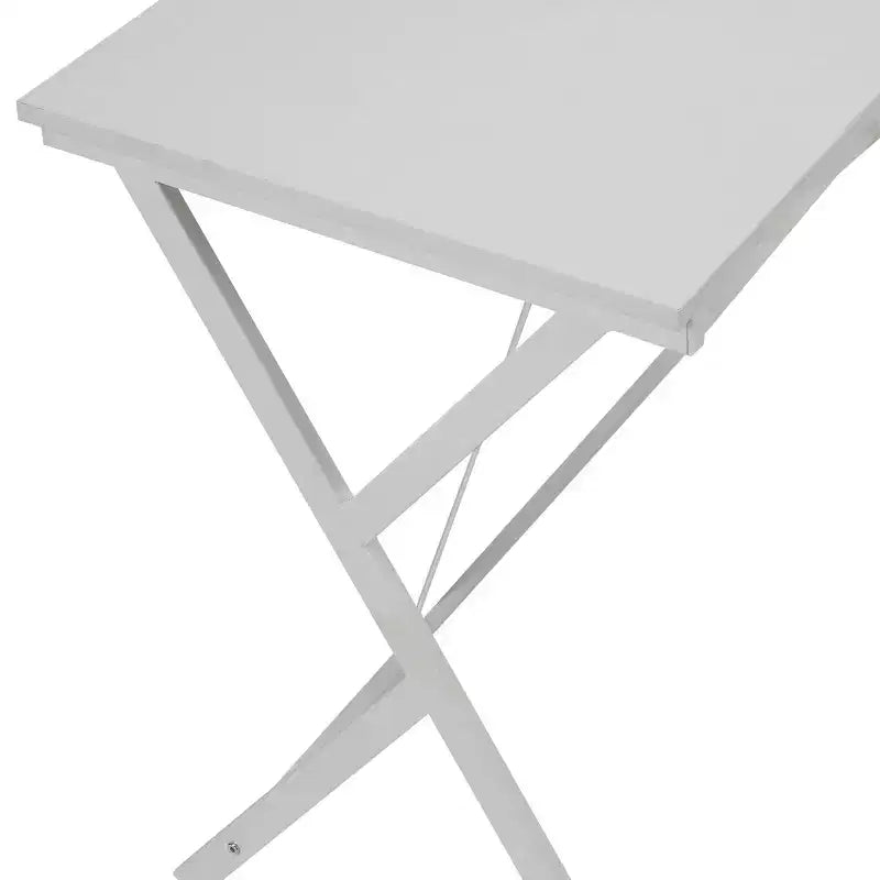 Bureau d'angle en L noir/blanc avec pieds croisés, 157,5 cm, une personne