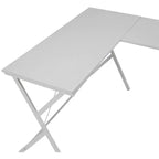 Bureau d'angle en L noir/blanc avec pieds croisés, 157,5 cm, une personne
