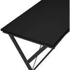 Bureau d'angle en L noir/blanc avec pieds croisés, 157,5 cm, une personne