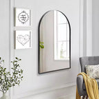 Miroir mural arqué noir, simple, 24x36 po, cadre en métal