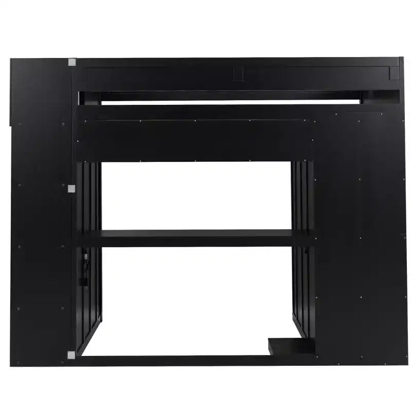 Lit mezzanine noir avec bureau, rangement et lumières LED – Simple/Double, 1 personne