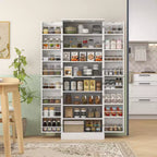 Armoire de cuisine blanche de 65 pouces avec 4 portes et 16 étagères de porte, pour 1