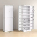 Armoire de cuisine blanche de 65 pouces avec 4 portes et 16 étagères de porte, pour 1