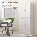 Armoire de cuisine blanche de 65 pouces avec 4 portes et 16 étagères de porte, pour 1