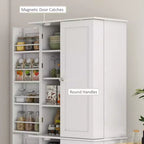 Armoire de cuisine blanche de 65 pouces avec 4 portes et 16 étagères de porte, pour 1