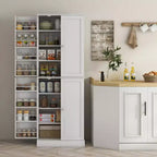 Armoire de cuisine blanche de 65 pouces avec 4 portes et 16 étagères de porte, pour 1