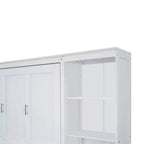 Lit mural escamotable Murphy blanc avec bureau et étagère, taille double/grand (Full/Queen), 1 personne