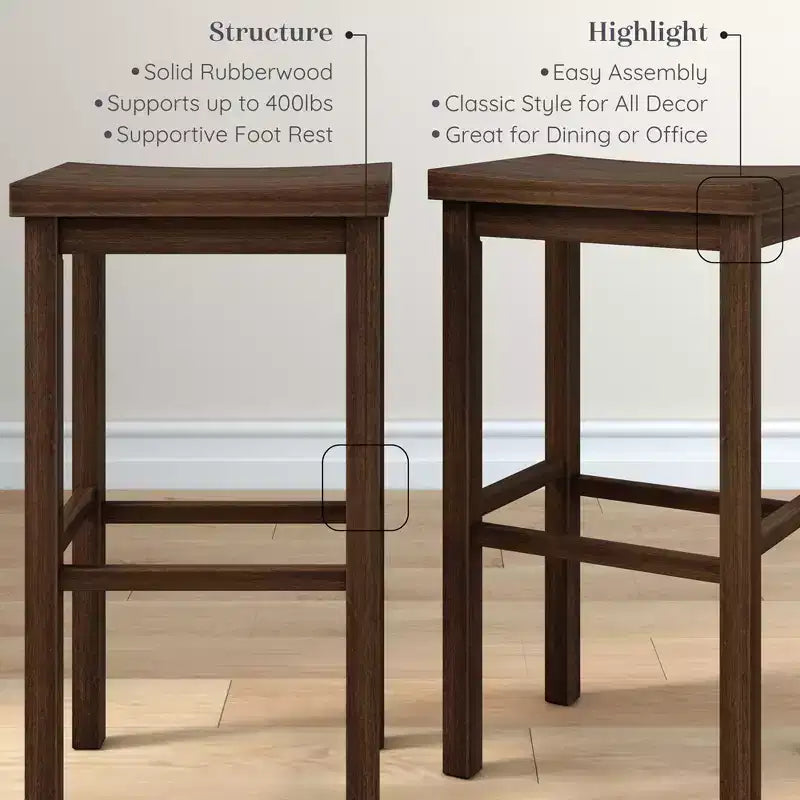 Tabouret de bar sans dossier, Noir / Blond / Noyer / Noyer foncé, 30 po, Lot de 2