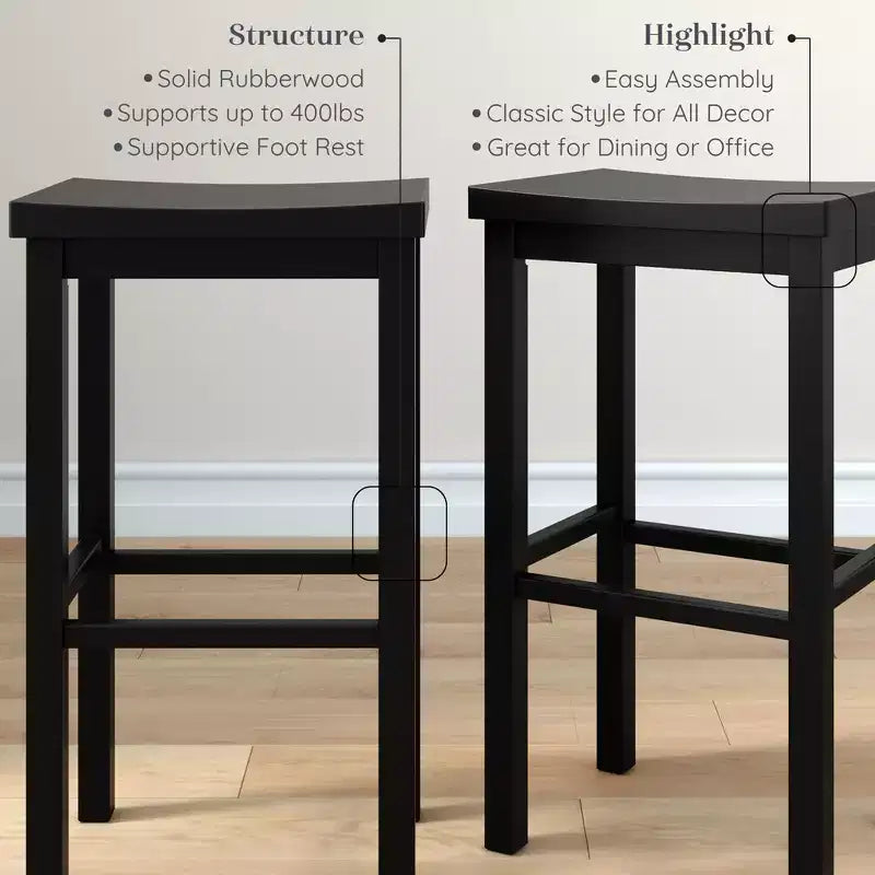 Tabouret de bar sans dossier, Noir / Blond / Noyer / Noyer foncé, 30 po, Lot de 2