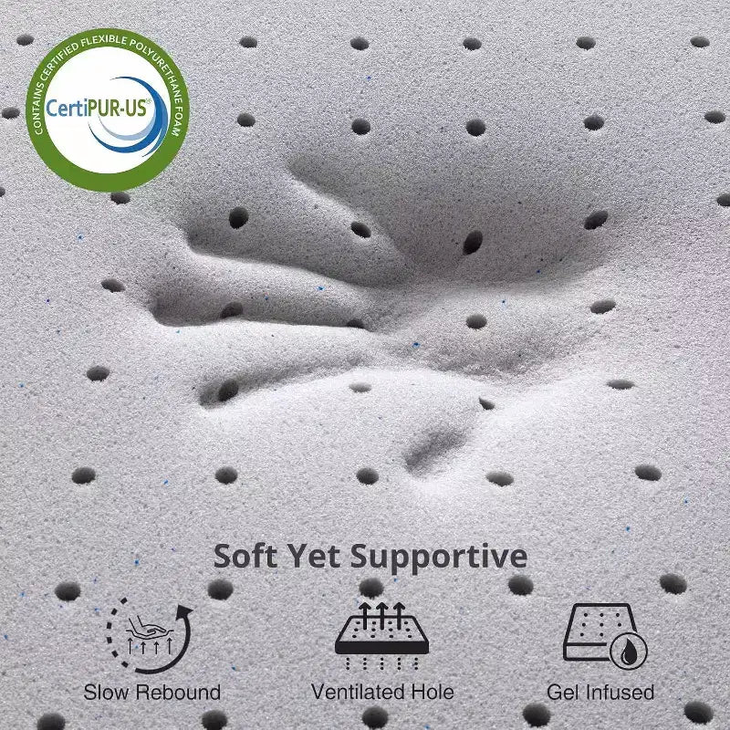 Matelas Pliable en Mousse Gel Blanche – Moelleux, pour 1 à 2 Personnes | Grand Lit / Très Grand Lit