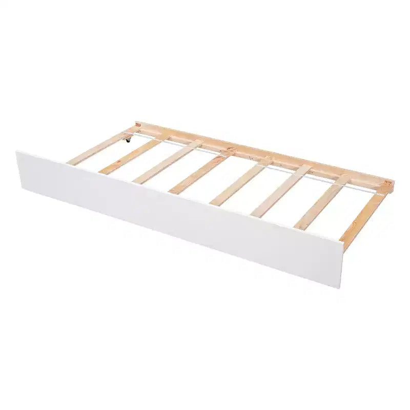 Lit plateforme double expresso/gris/blanc avec lit gigogne – 2 couchages