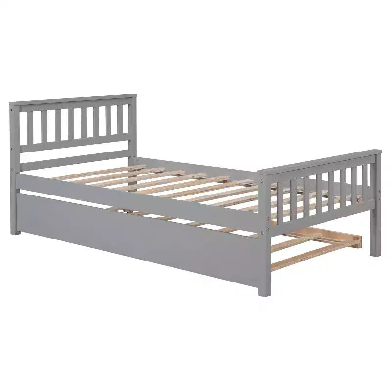 Lit plateforme double expresso/gris/blanc avec lit gigogne – 2 couchages