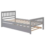 Lit plateforme double expresso/gris/blanc avec lit gigogne – 2 couchages