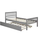Lit plateforme double expresso/gris/blanc avec lit gigogne – 2 couchages