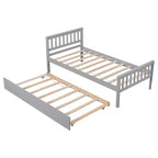 Lit plateforme double expresso/gris/blanc avec lit gigogne – 2 couchages