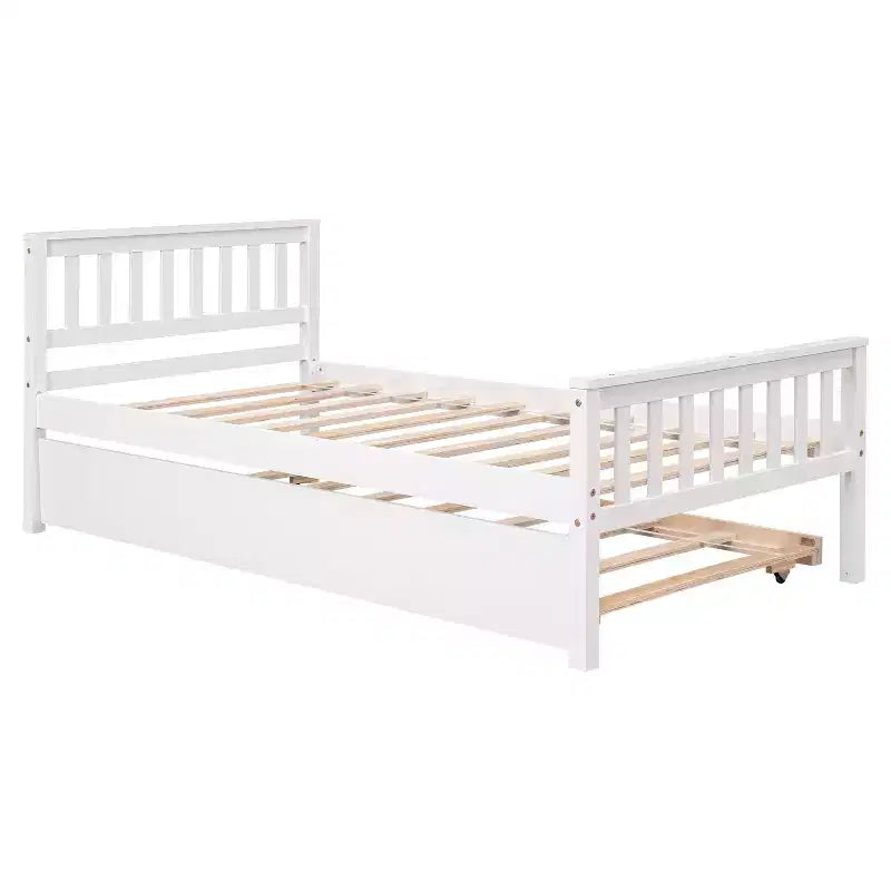 Lit plateforme double expresso/gris/blanc avec lit gigogne – 2 couchages