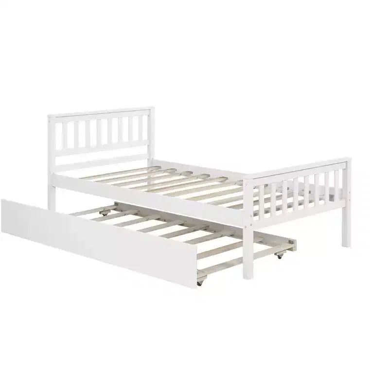 Lit plateforme double expresso/gris/blanc avec lit gigogne – 2 couchages