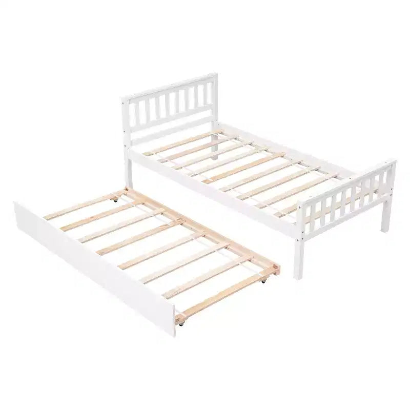 Lit plateforme double expresso/gris/blanc avec lit gigogne – 2 couchages