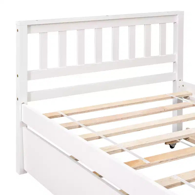 Lit plateforme double expresso/gris/blanc avec lit gigogne – 2 couchages