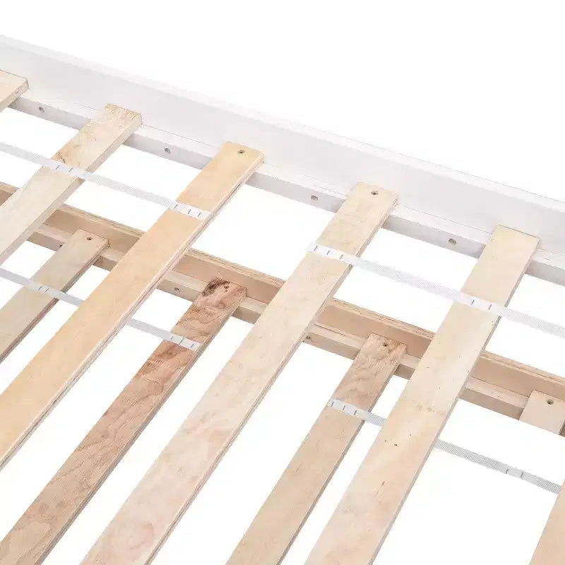 Lit plateforme double expresso/gris/blanc avec lit gigogne – 2 couchages
