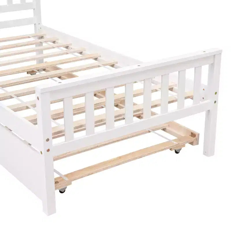 Lit plateforme double expresso/gris/blanc avec lit gigogne – 2 couchages