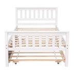 Lit plateforme double expresso/gris/blanc avec lit gigogne – 2 couchages