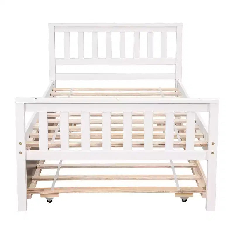 Lit plateforme double expresso/gris/blanc avec lit gigogne – 2 couchages