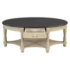 Table Basse Ovale Beige/Cerisier et Noyer avec Tiroir et Étagère, 1 pièce