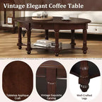 Table Basse Ovale Beige/Cerisier et Noyer avec Tiroir et Étagère, 1 pièce