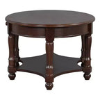 Table Basse Ovale Beige/Cerisier et Noyer avec Tiroir et Étagère, 1 pièce
