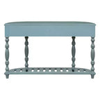 Console demi-lune avec 4 tiroirs et étagère, bleu/noir antique, assemblage par 1 personne