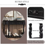 Console demi-lune avec 4 tiroirs et étagère, bleu/noir antique, assemblage par 1 personne