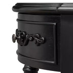 Console demi-lune avec 4 tiroirs et étagère, bleu/noir antique, assemblage par 1 personne