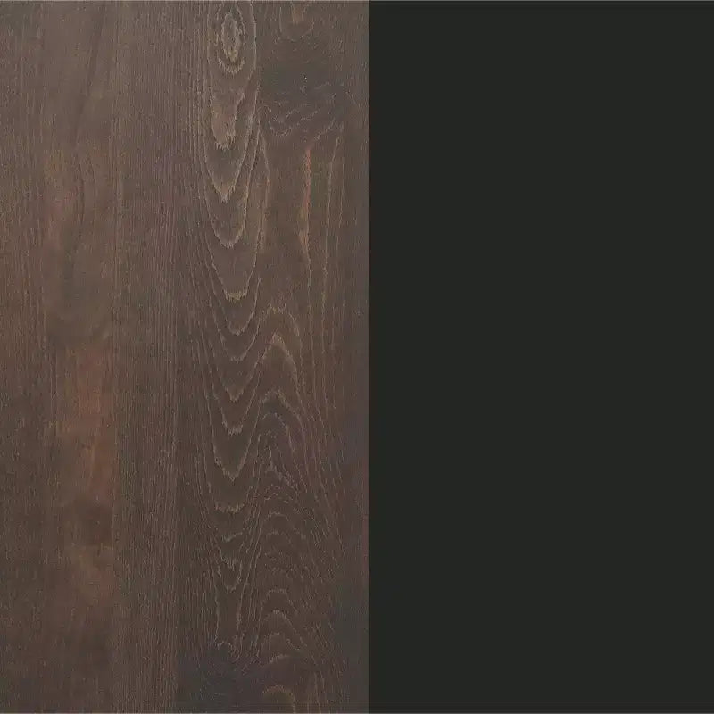 Table de bar brun foncé/naturel avec plateau et pied en X noir, 4 places