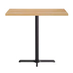 Table de bar brun foncé/naturel avec plateau et pied en X noir, 4 places